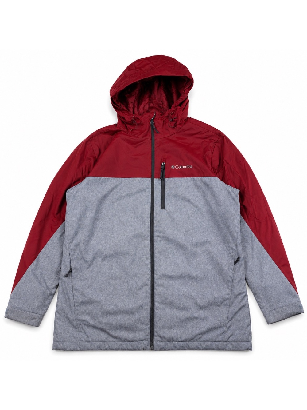 Columbia Hooded Insulated Jacket Winter Gray and Burgundy Full Zip Men’s Medium